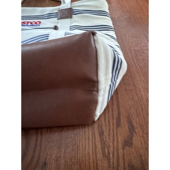Costco XL Insulated Canvas Bag W/ Stripes Kirkland Coastal Look 17x24” MINT - Picture 7 of 8